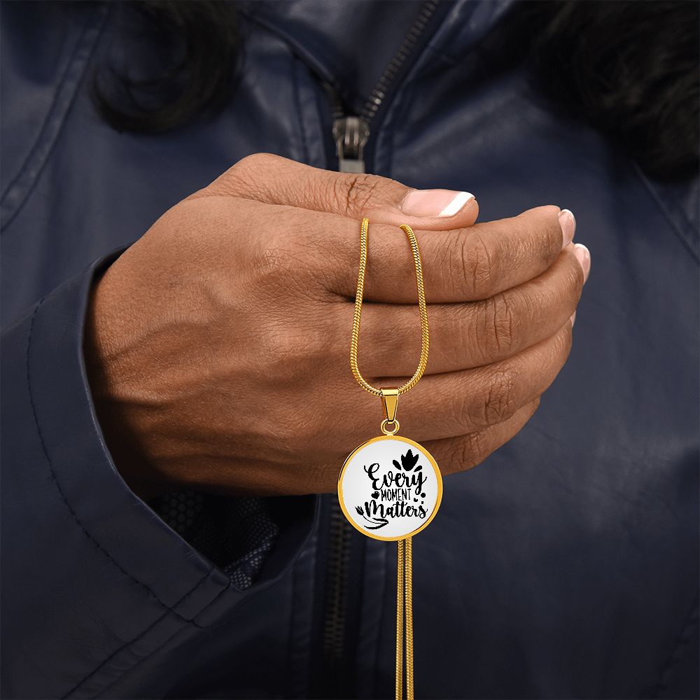 Every moment matters gradient Circle Graphic Necklace