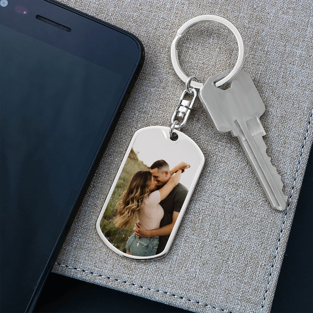 Couple Photo Dog tag with swivel keychain