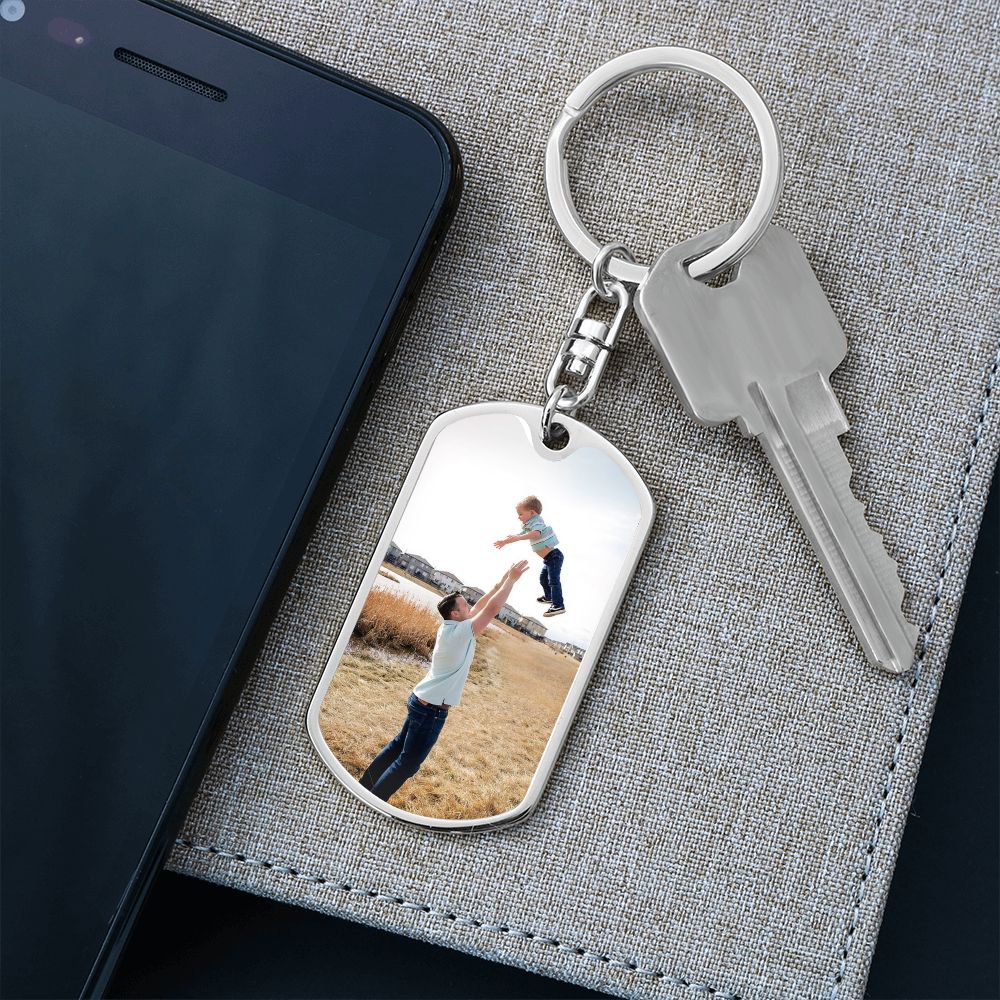Father and Son Dog tag with swivel keychain