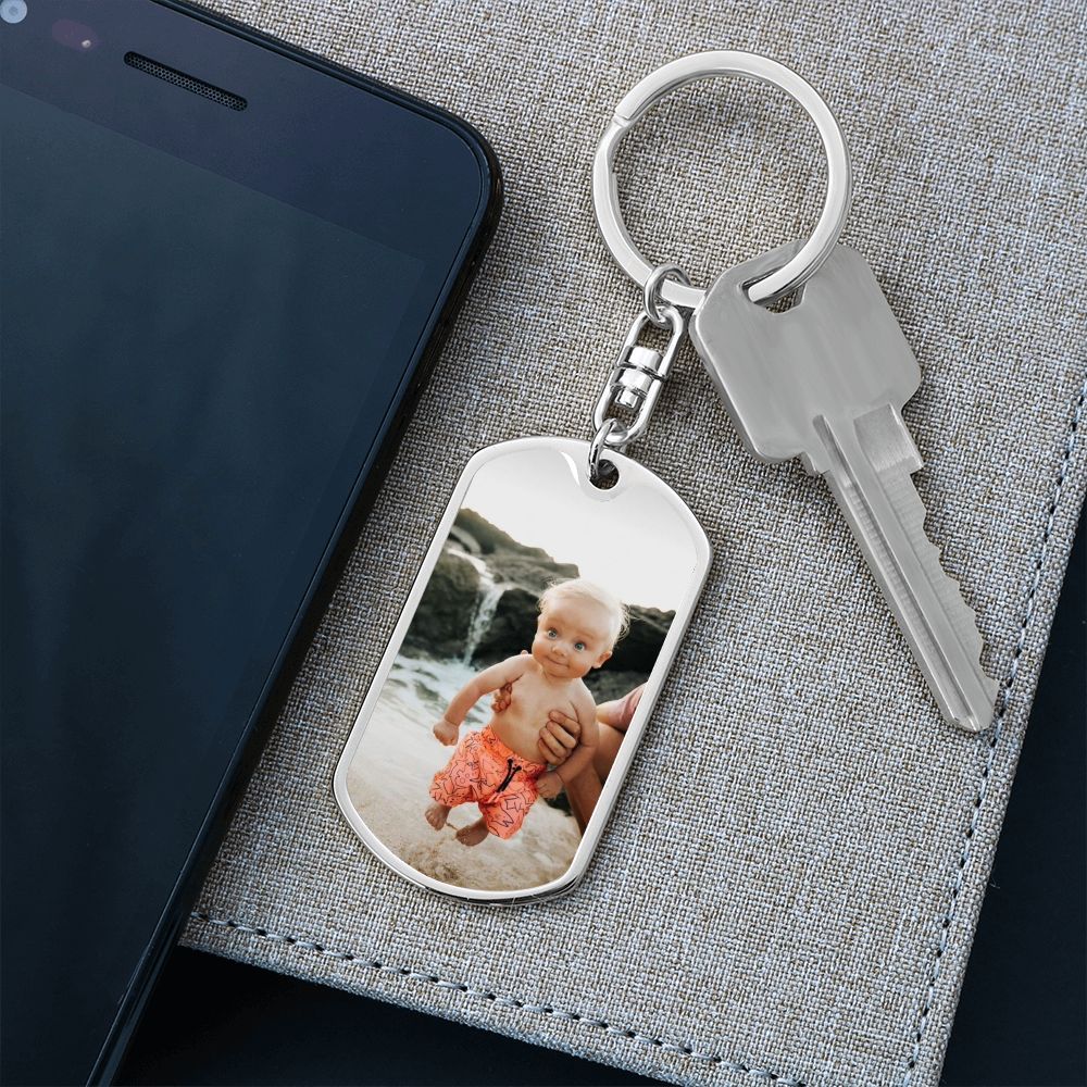 Baby photo Dog tag with swivel keychain
