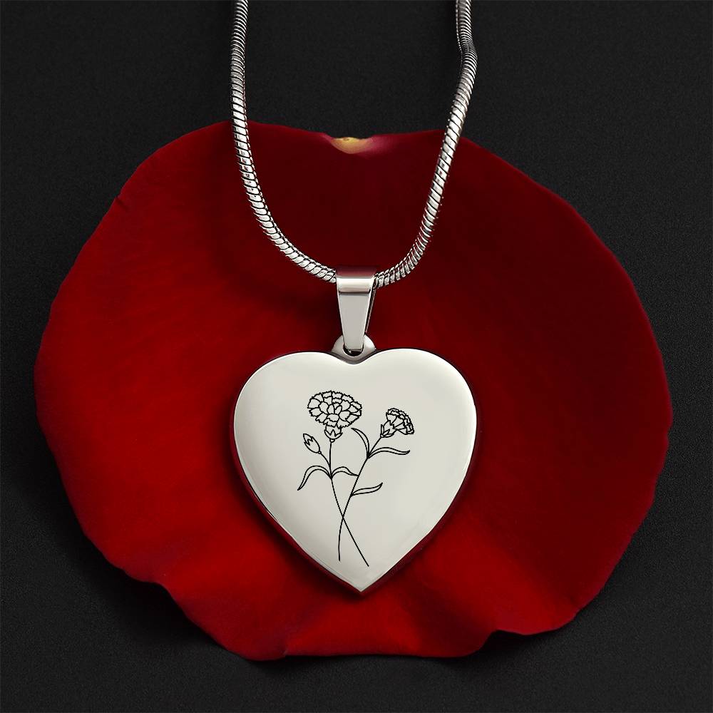 Engraved Birth Month Flower Necklace