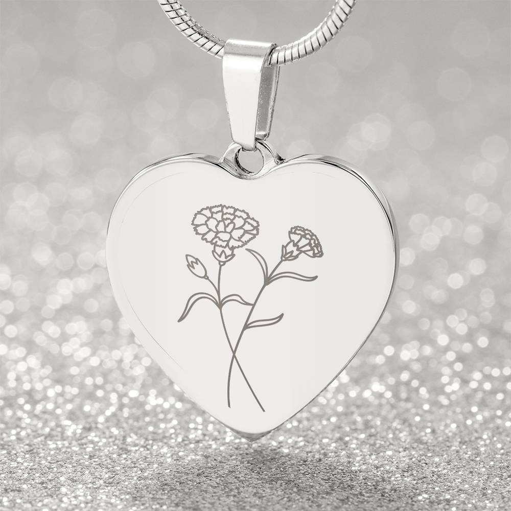 Engraved Birth Month Flower Necklace