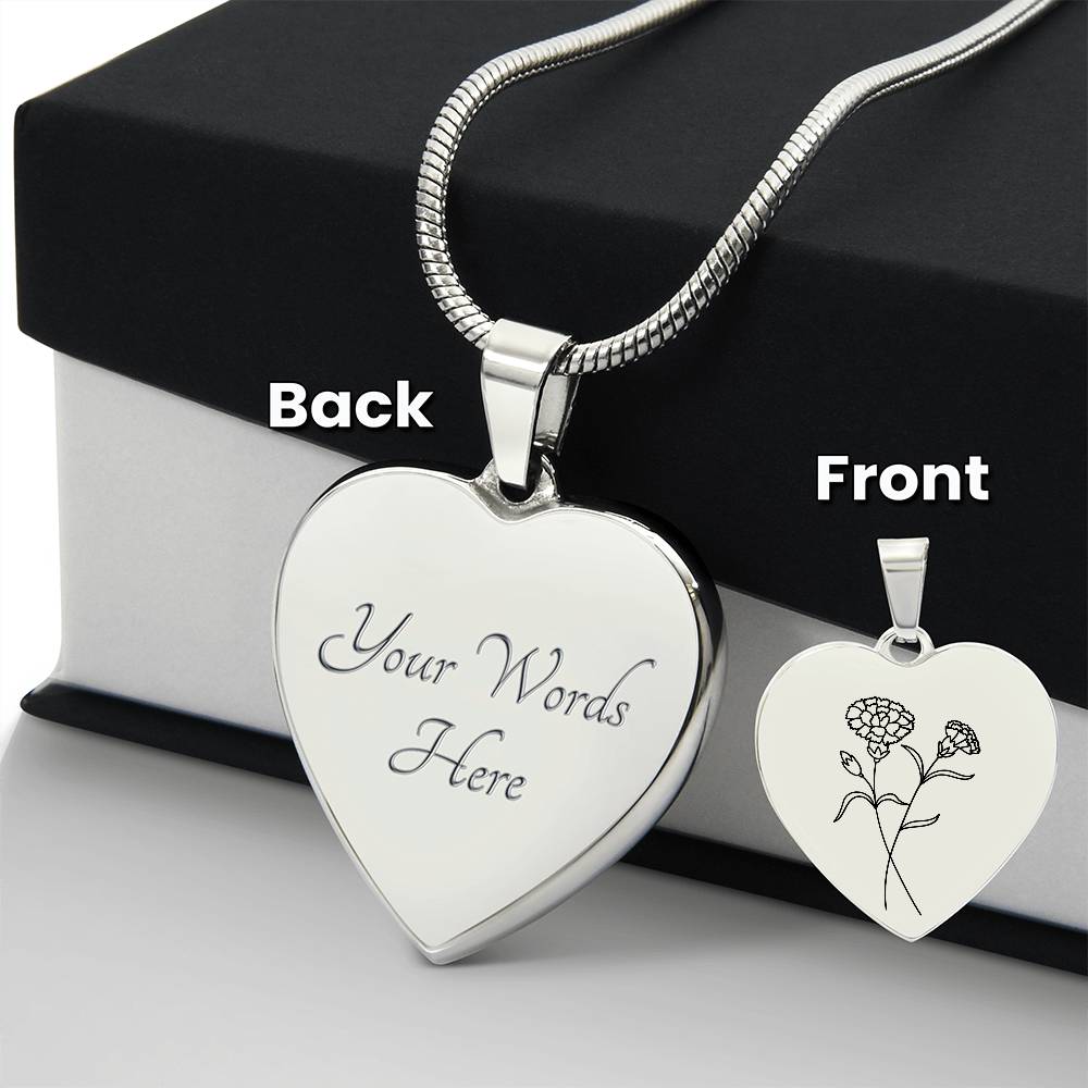 Engraved Birth Month Flower Necklace