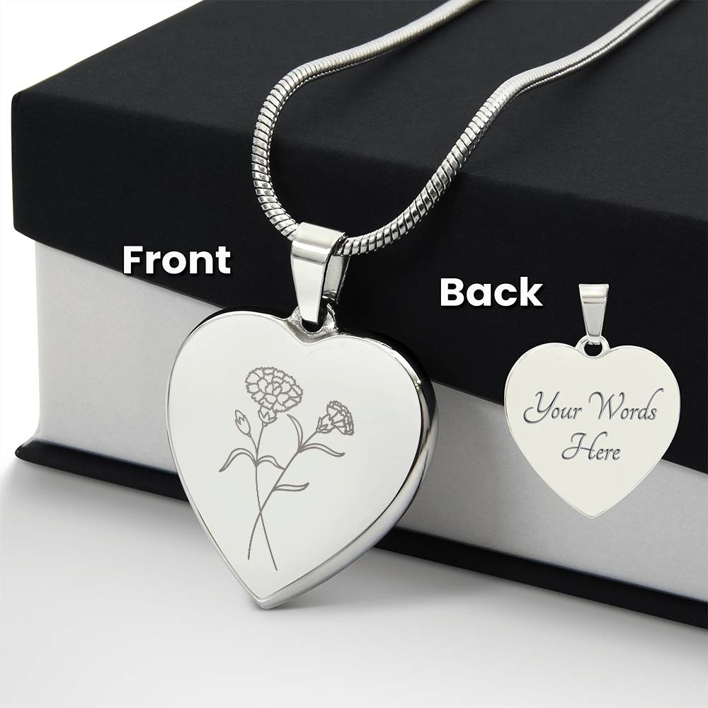 Engraved Birth Month Flower Necklace