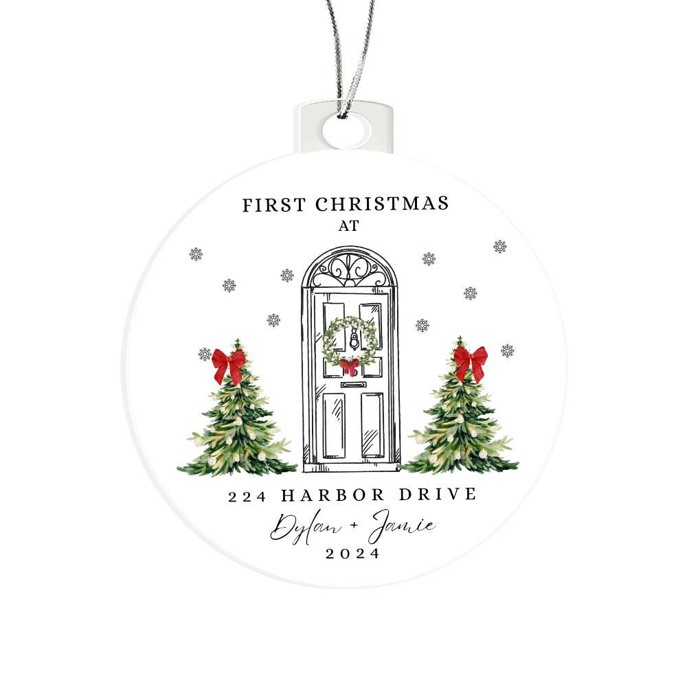 First Christmas in our New Home Ornament, Personalize with names and address