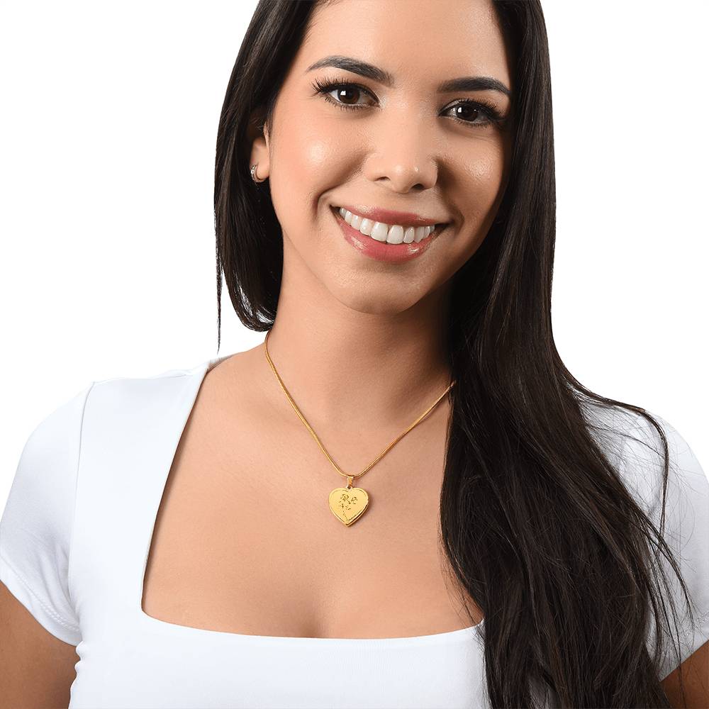 Engraved Birth Month Flower Necklace