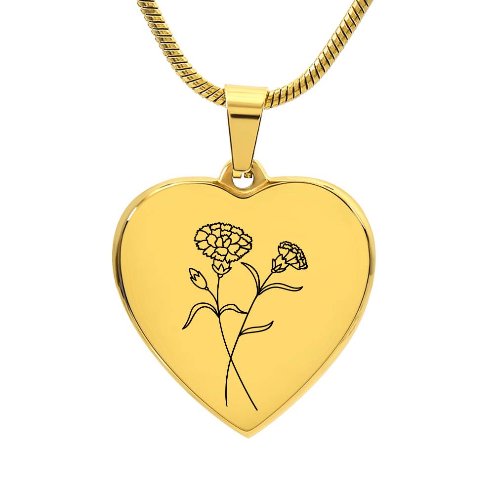 Engraved Birth Month Flower Necklace