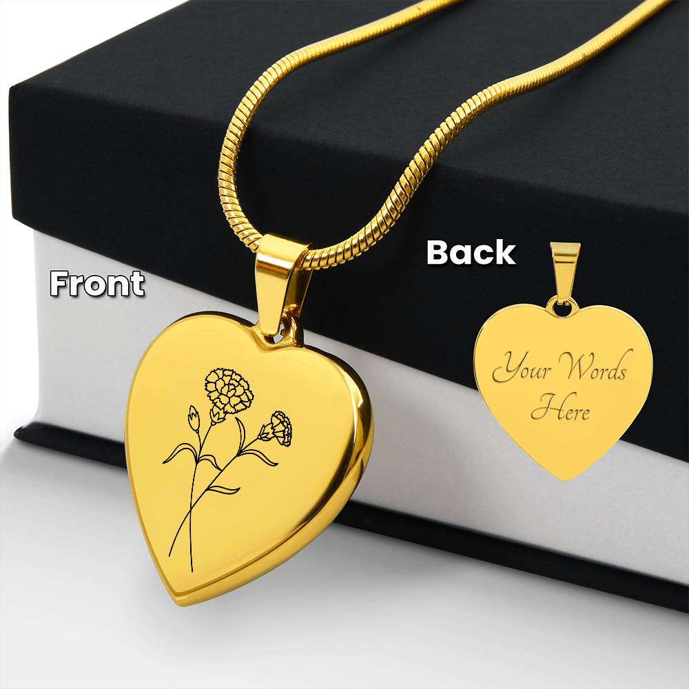 Engraved Birth Month Flower Necklace