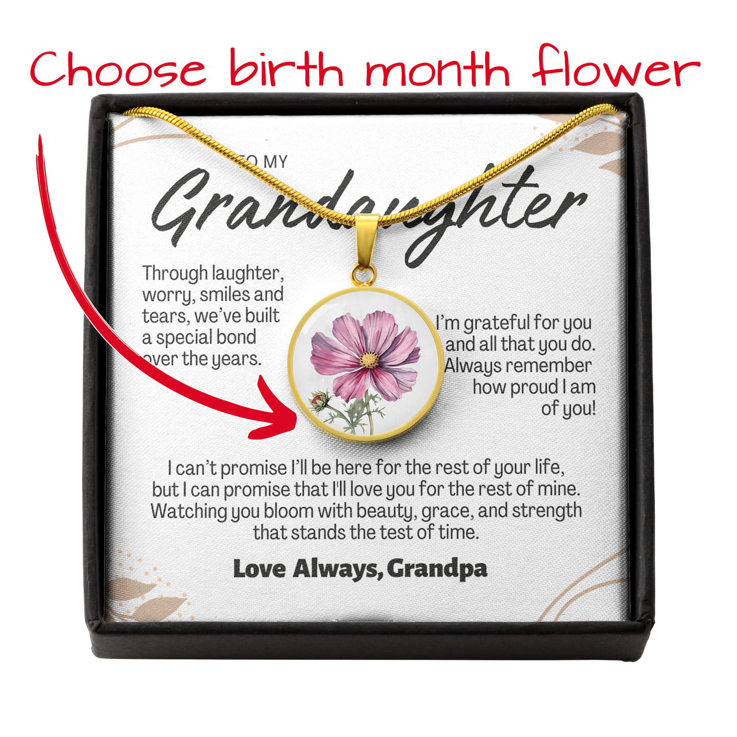 Birth Month Flower Granddaughter necklace