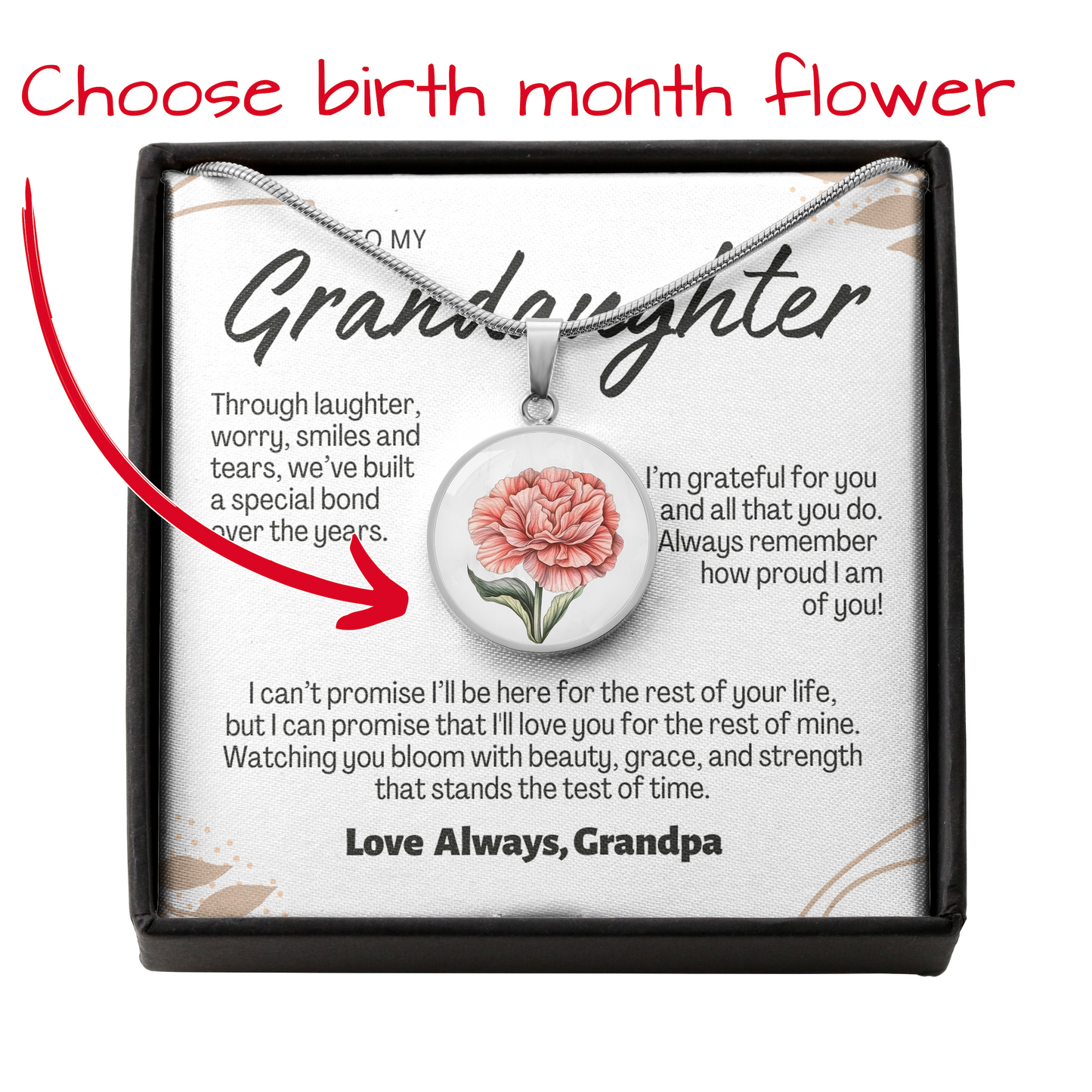 Birth Month Flower Granddaughter necklace