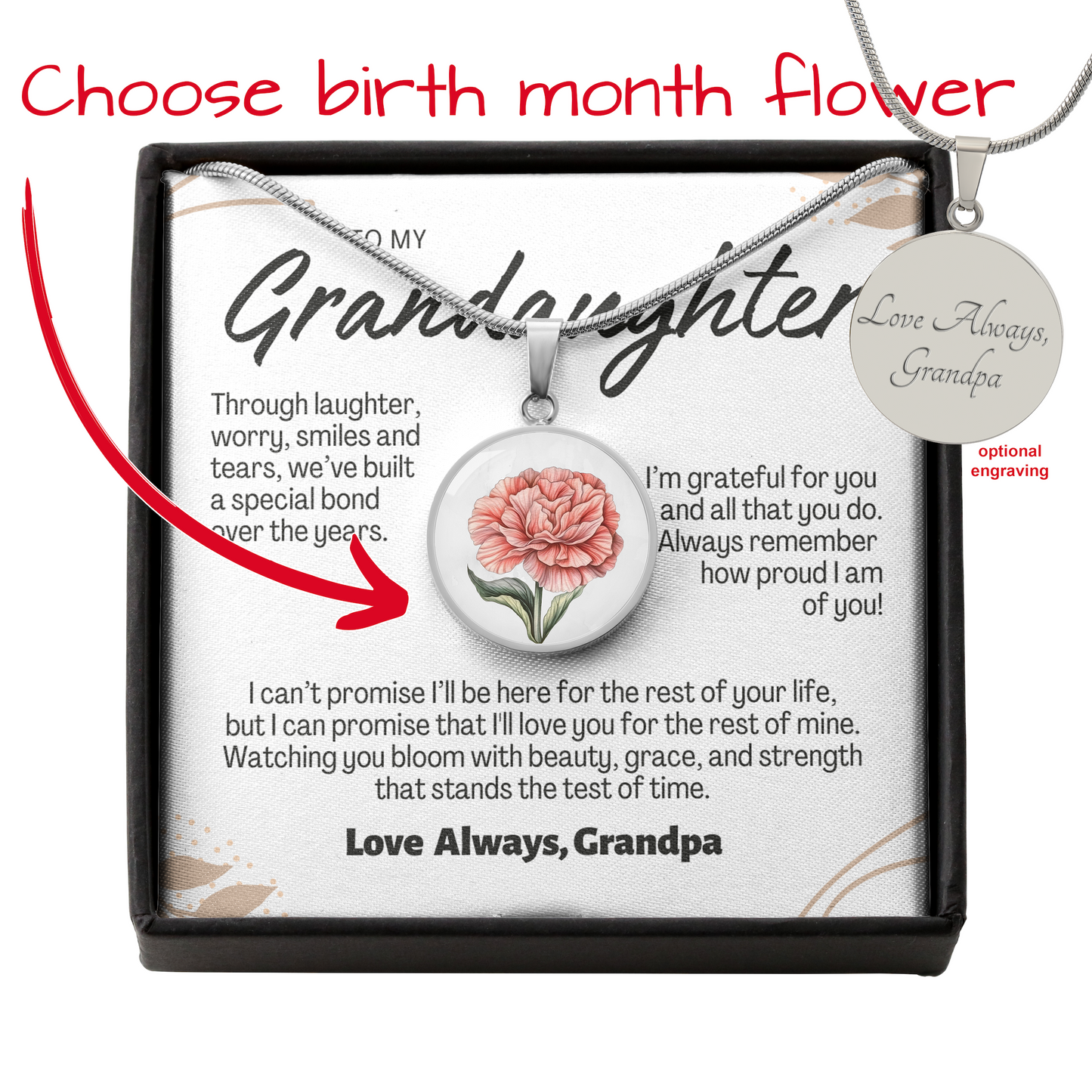 Birth Month Flower Granddaughter necklace