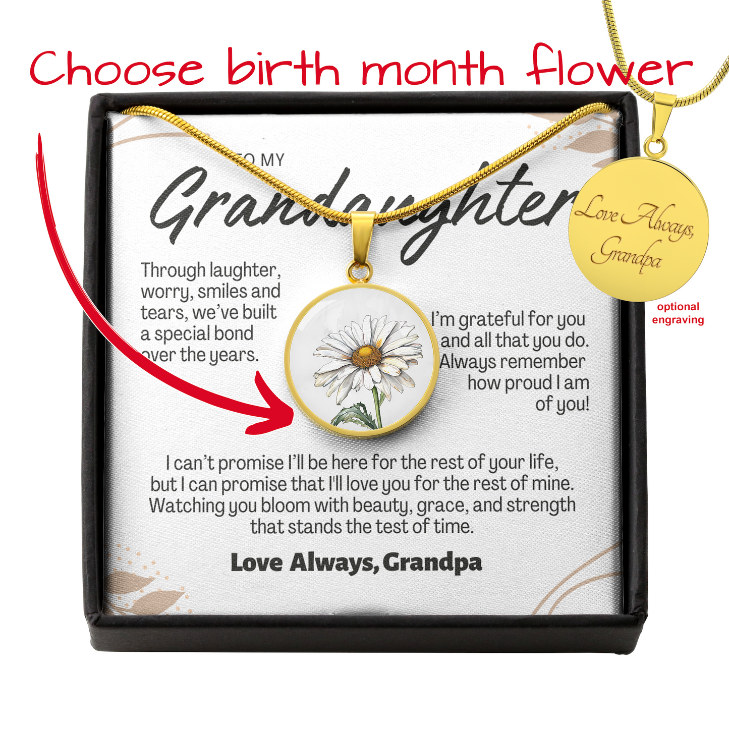 Birth Month Flower Granddaughter necklace