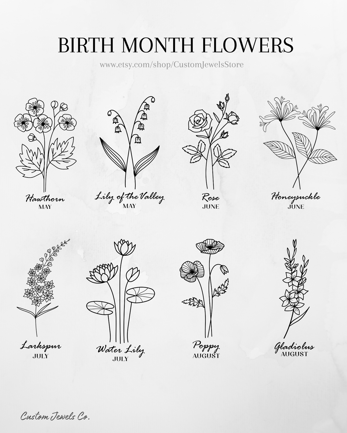 Engraved Birth Month Flower Necklace