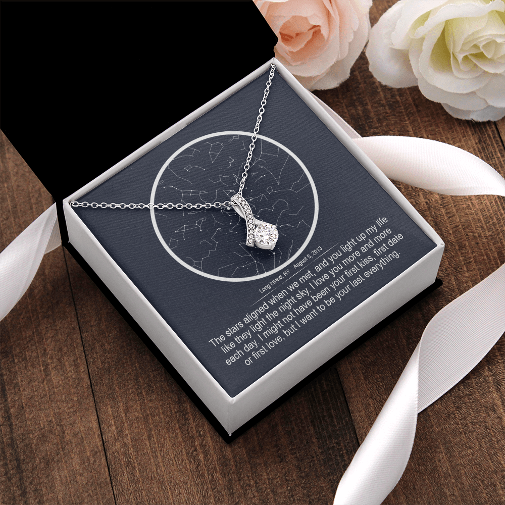 Stars aligned quote, custom star map, personalized, necklace Alluring Beauty - Star Map 2
