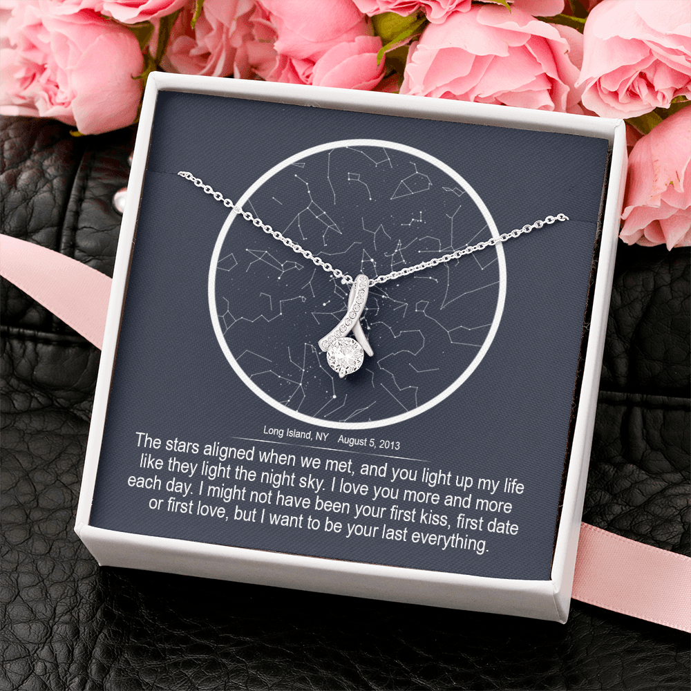 Stars aligned quote, custom star map, personalized, necklace Alluring Beauty - Star Map 2
