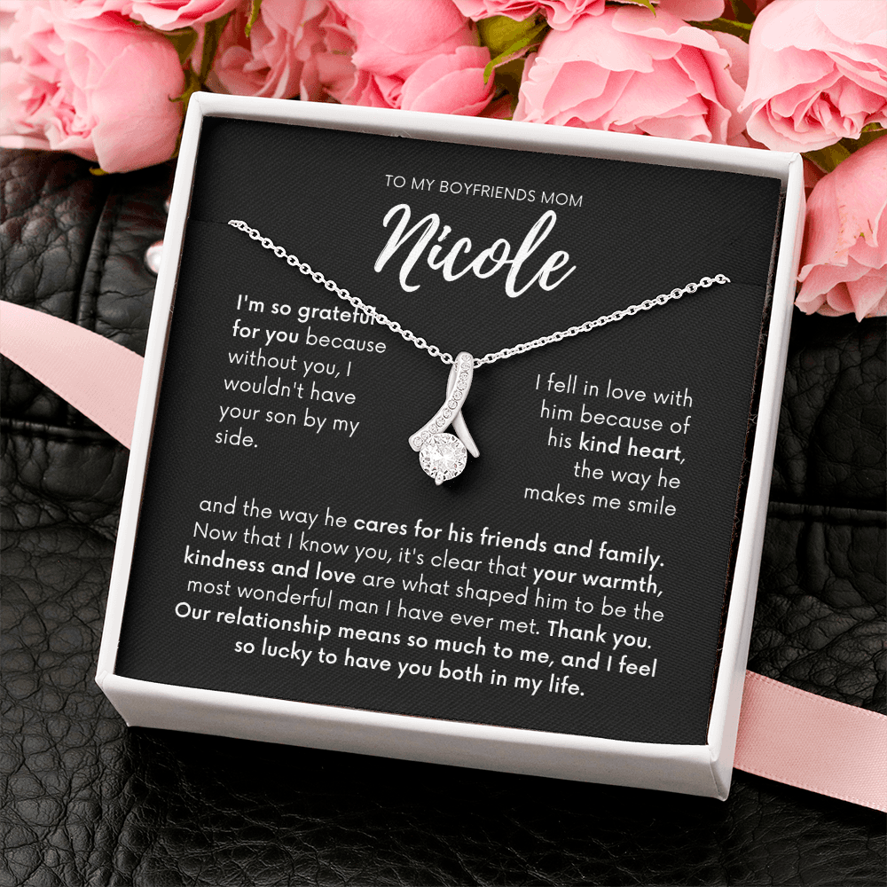 Personalized - To my Boyfriends mom, Your son by my side, Bfm4 black