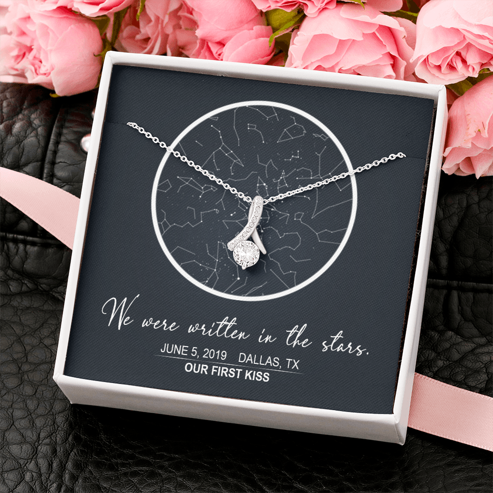 Star map 2, Stars aligned quote, custom star map, personalized, necklace Alluring Beauty - Star Map 2