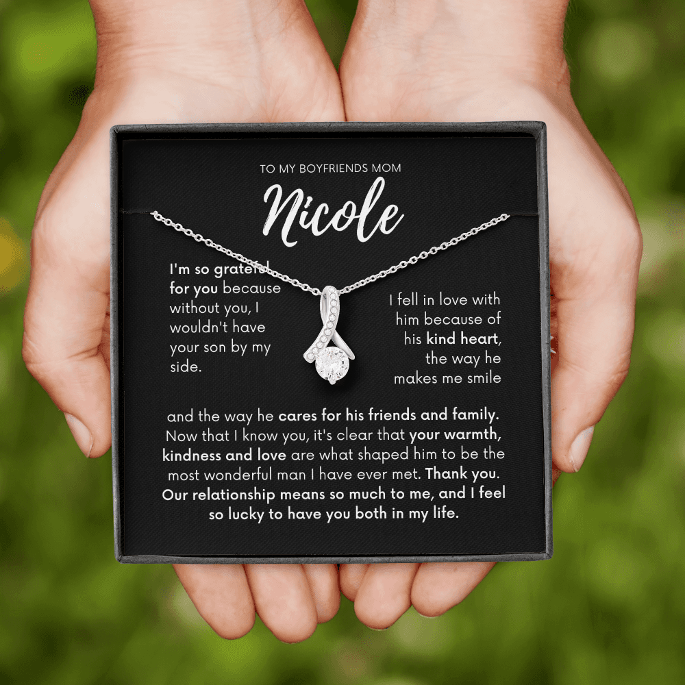 Personalized - To my Boyfriends mom, Your son by my side, Bfm4 black