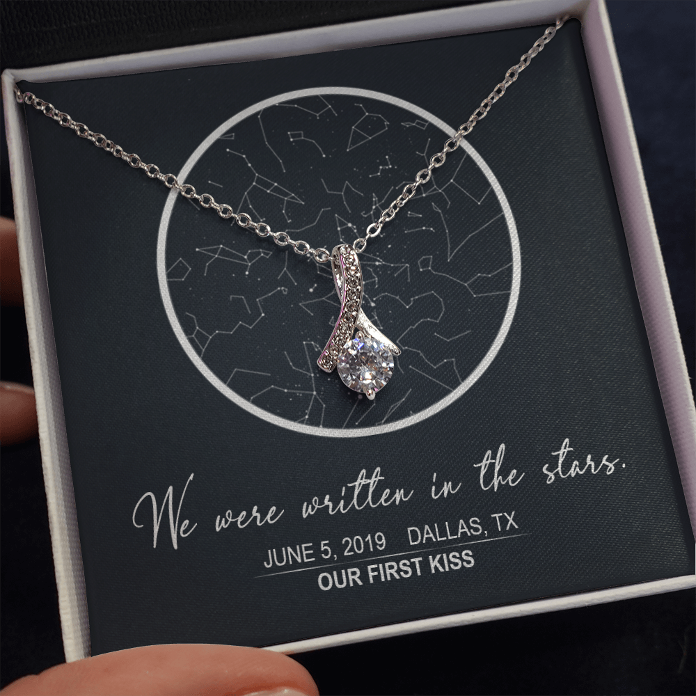 Star map 2, Stars aligned quote, custom star map, personalized, necklace Alluring Beauty - Star Map 2