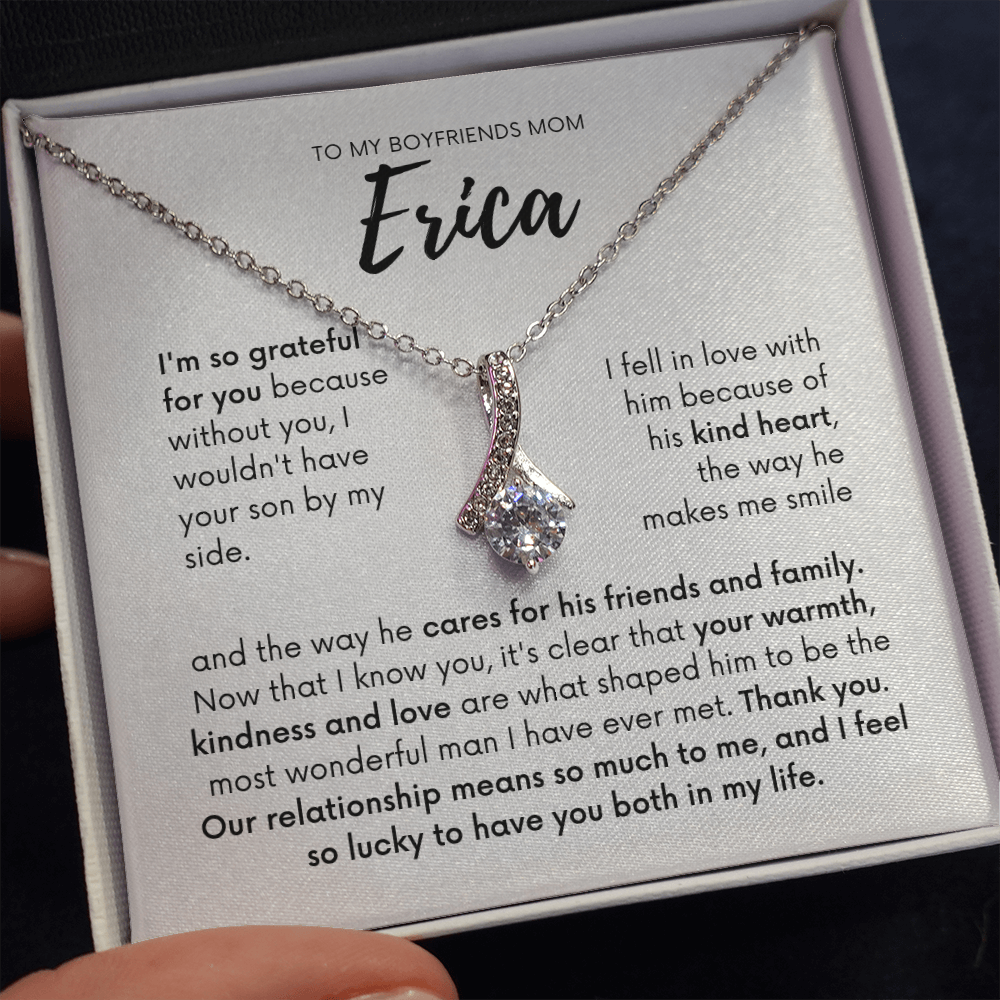 Personalized - To my Boyfriends mom, Your son by my side, Bfm4 white