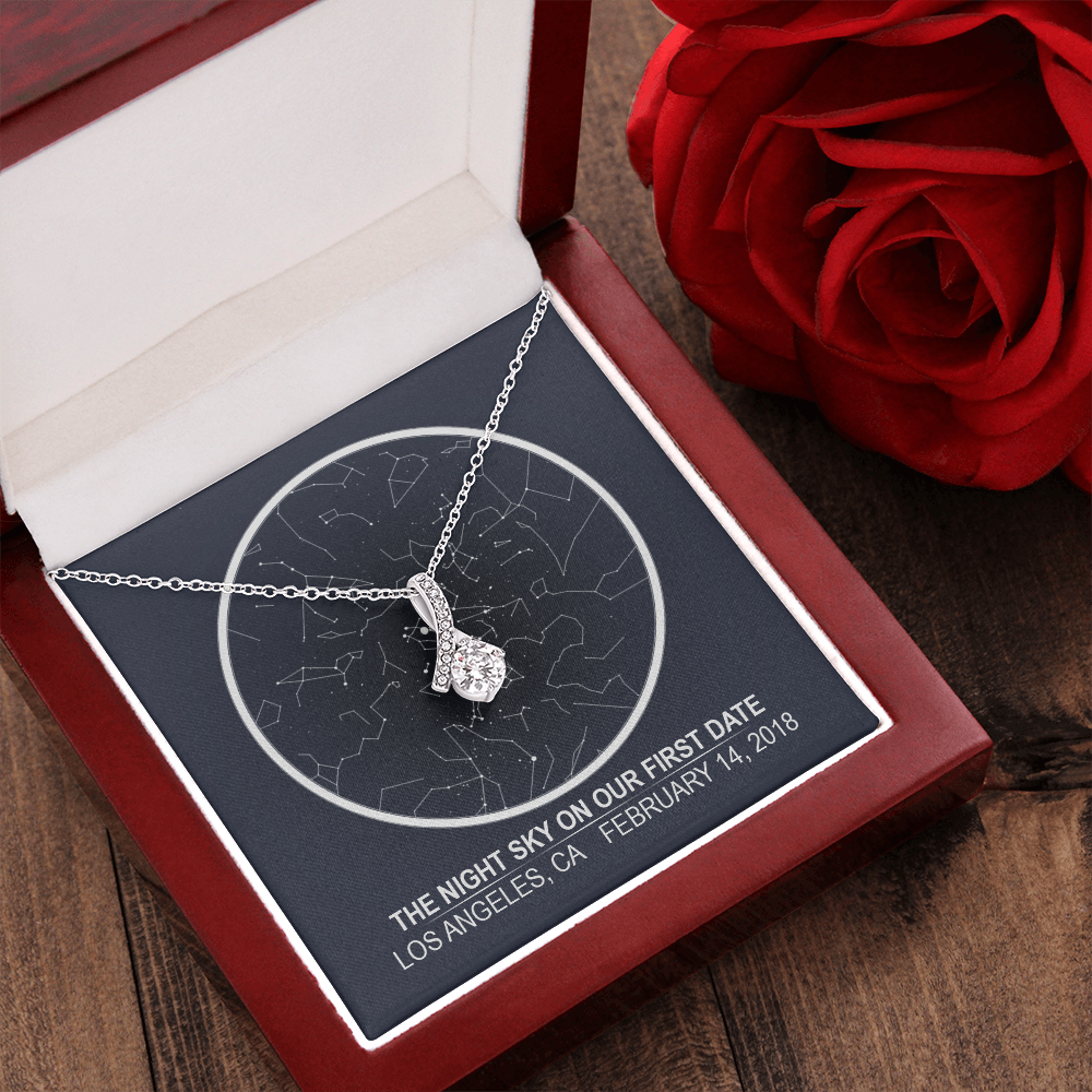 Star map 3 - first date Stars aligned quote, custom star map, personalized, necklace Alluring Beauty - Star Map 2