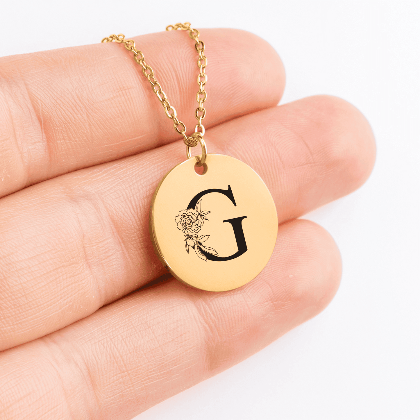 To My Girlfriend Necklace - Floral Initial Necklace – G, Christmas Gift For Girlfriend