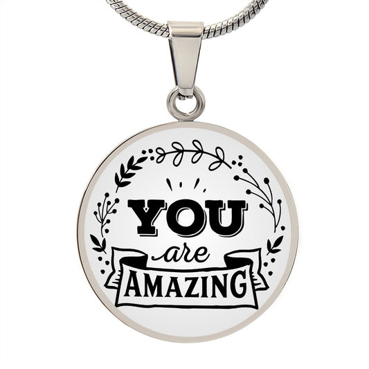 You are amazing gradient Circle Graphic Necklace