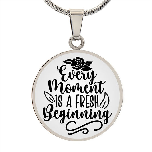 Every moment is a fresh beginning gradient Circle Graphic Necklace