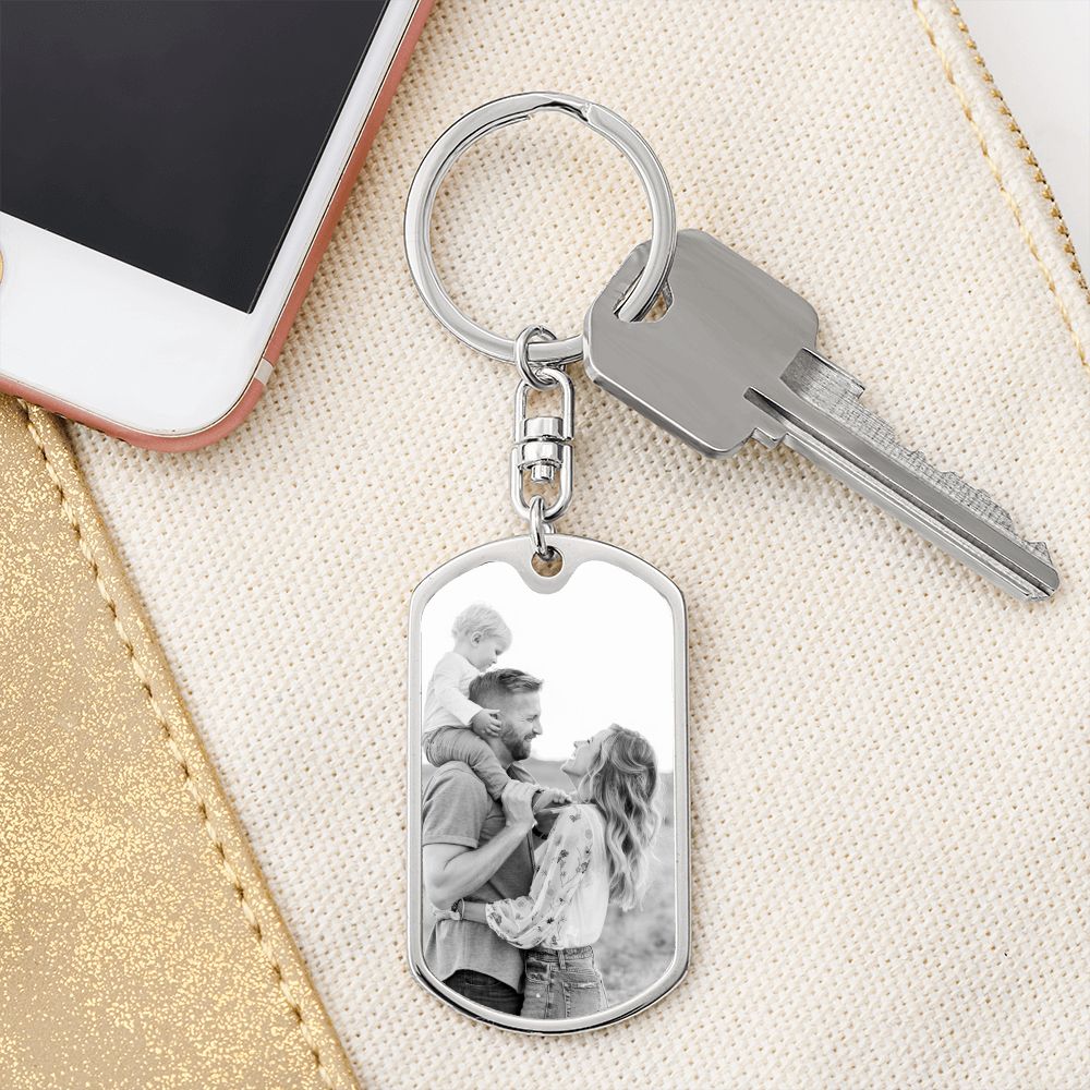 Family Photo Dog tag with swivel keychain