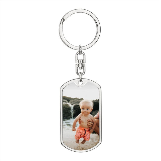 Baby photo Dog tag with swivel keychain