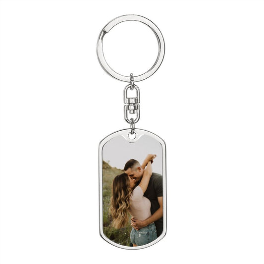 Couple Photo Dog tag with swivel keychain