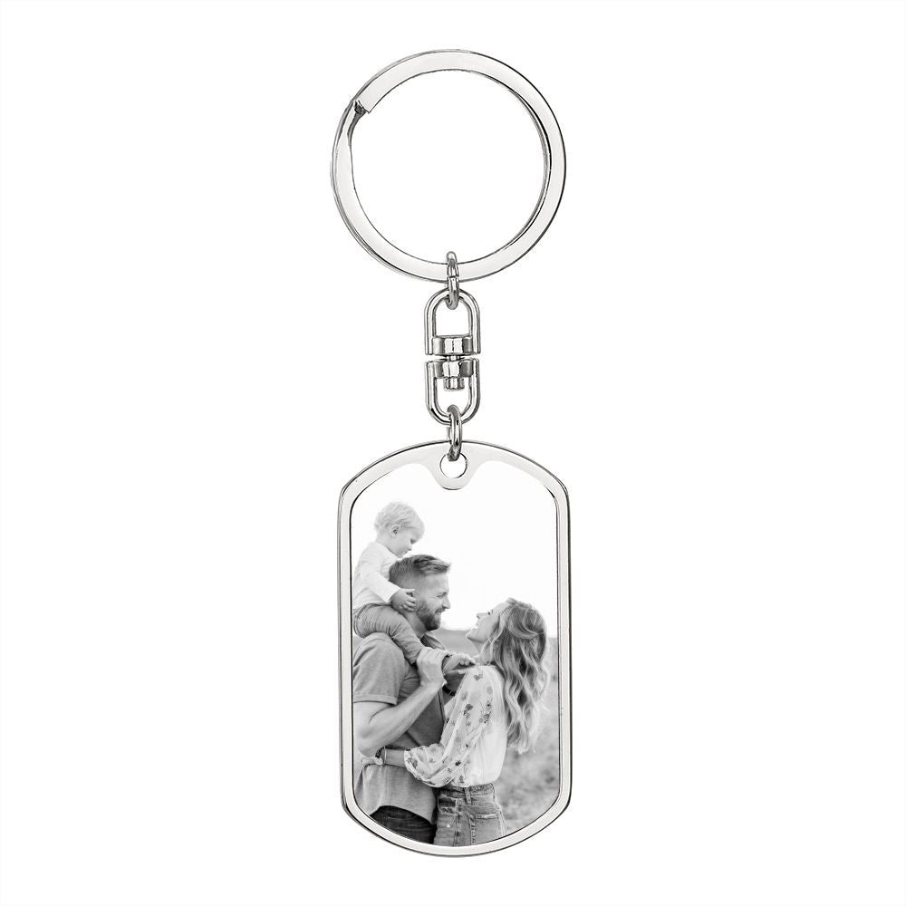 Family Photo Dog tag with swivel keychain