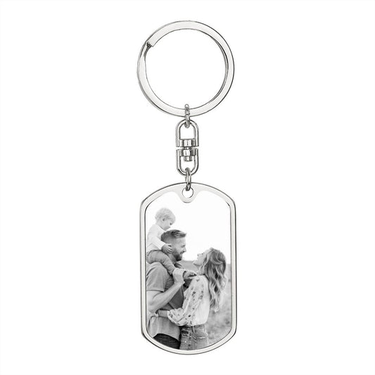 Family Photo Dog tag with swivel keychain