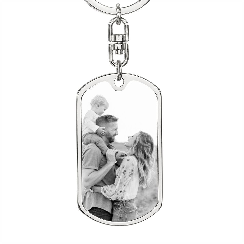Family Photo Dog tag with swivel keychain
