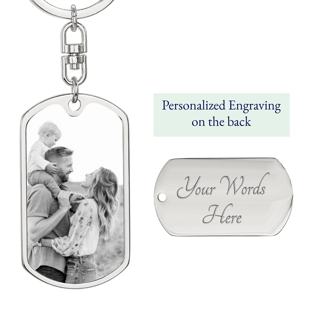 Family Photo Dog tag with swivel keychain
