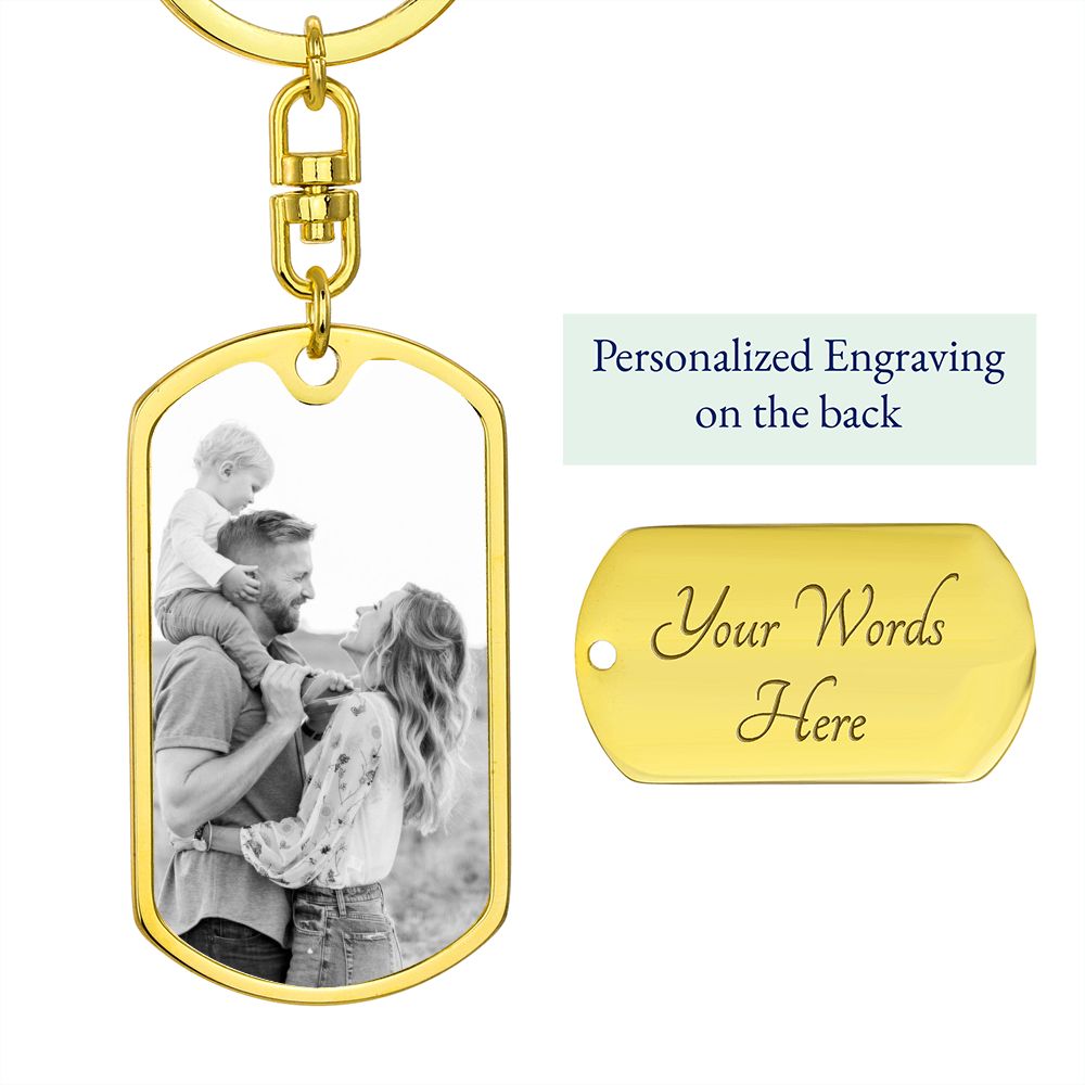 Family Photo Dog tag with swivel keychain