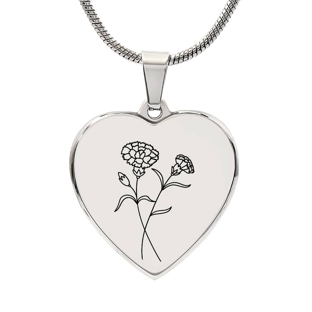 Engraved Birth Month Flower Necklace