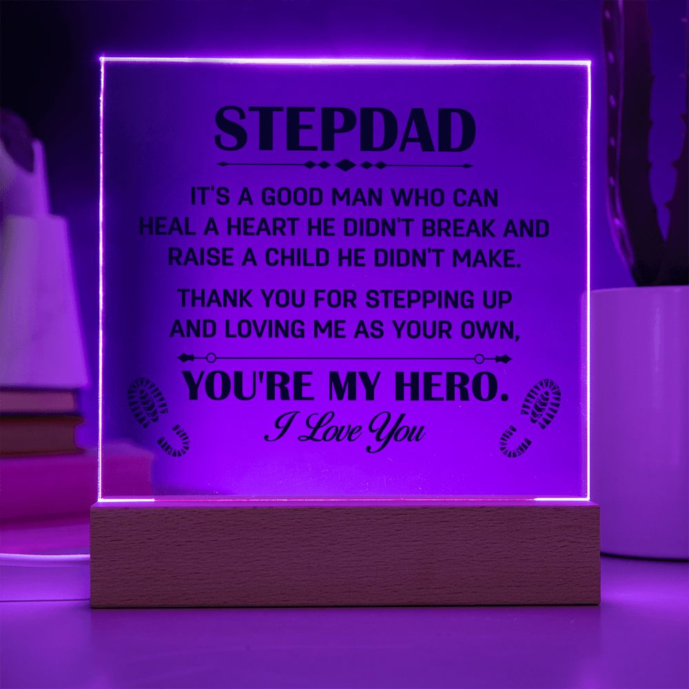 Stepdad, Thank you for stepping up Square Acrylic Plaque