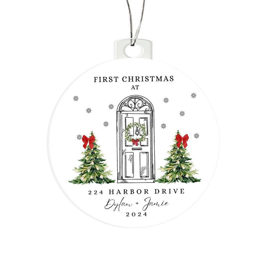 First Christmas  in our New Home Ornament, Personalize with names and address