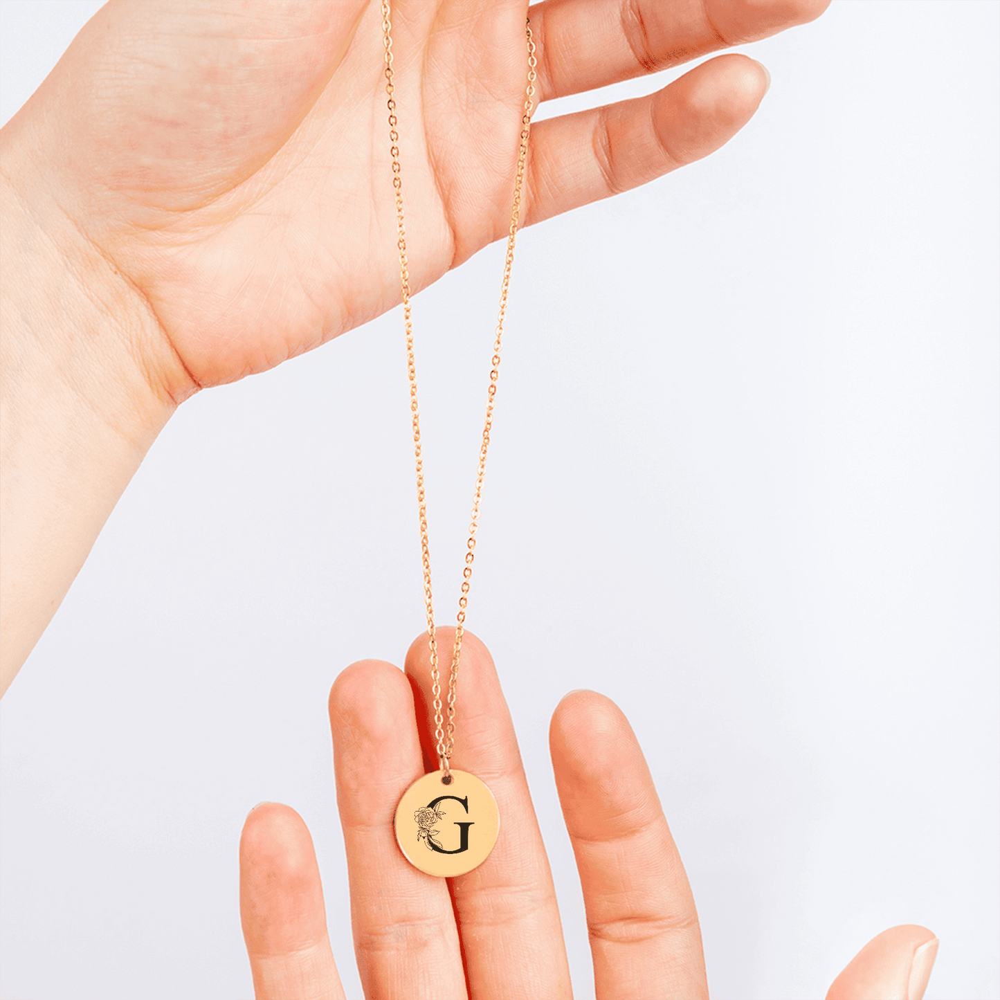 To My Girlfriend Necklace - Floral Initial Necklace – G, Christmas Gift For Girlfriend