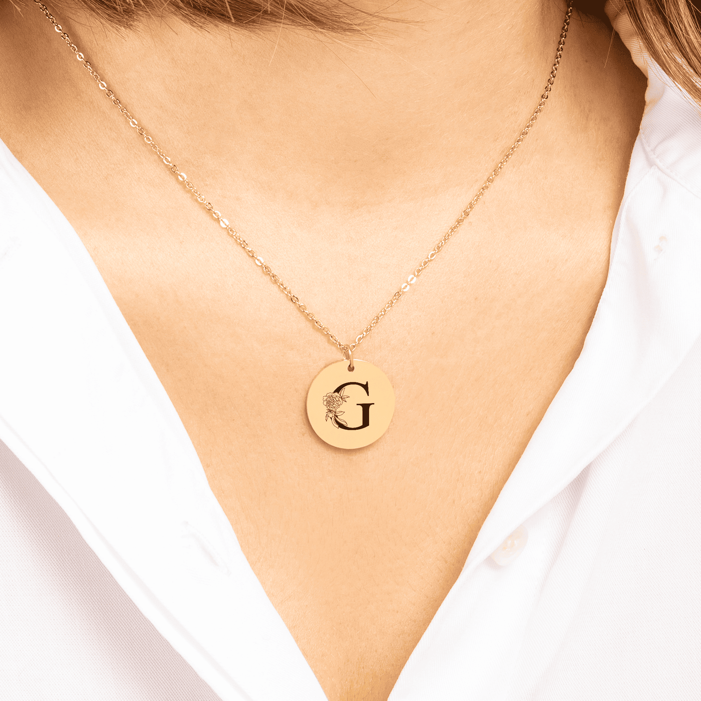 To My Girlfriend Necklace - Floral Initial Necklace – G, Christmas Gift For Girlfriend