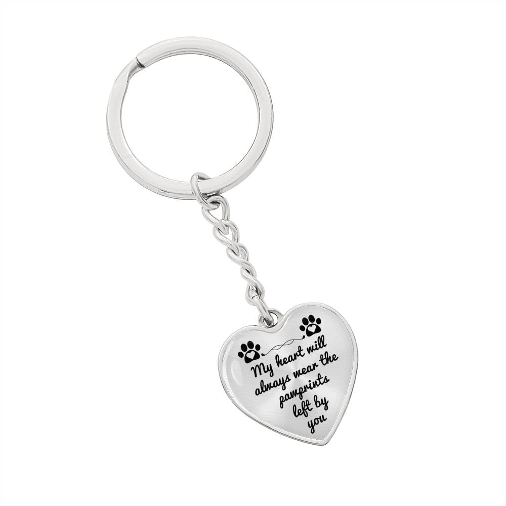 Pawprints pet memorial keychain