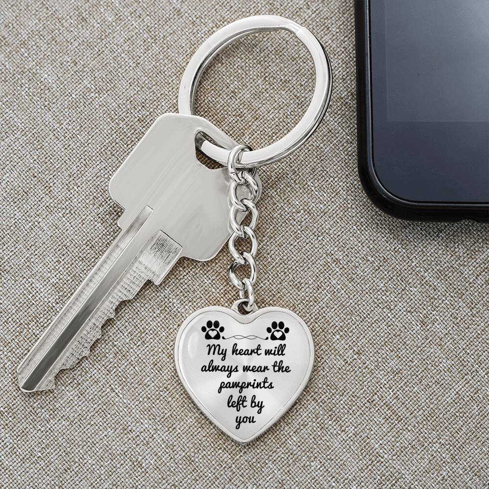 Pawprints pet memorial keychain