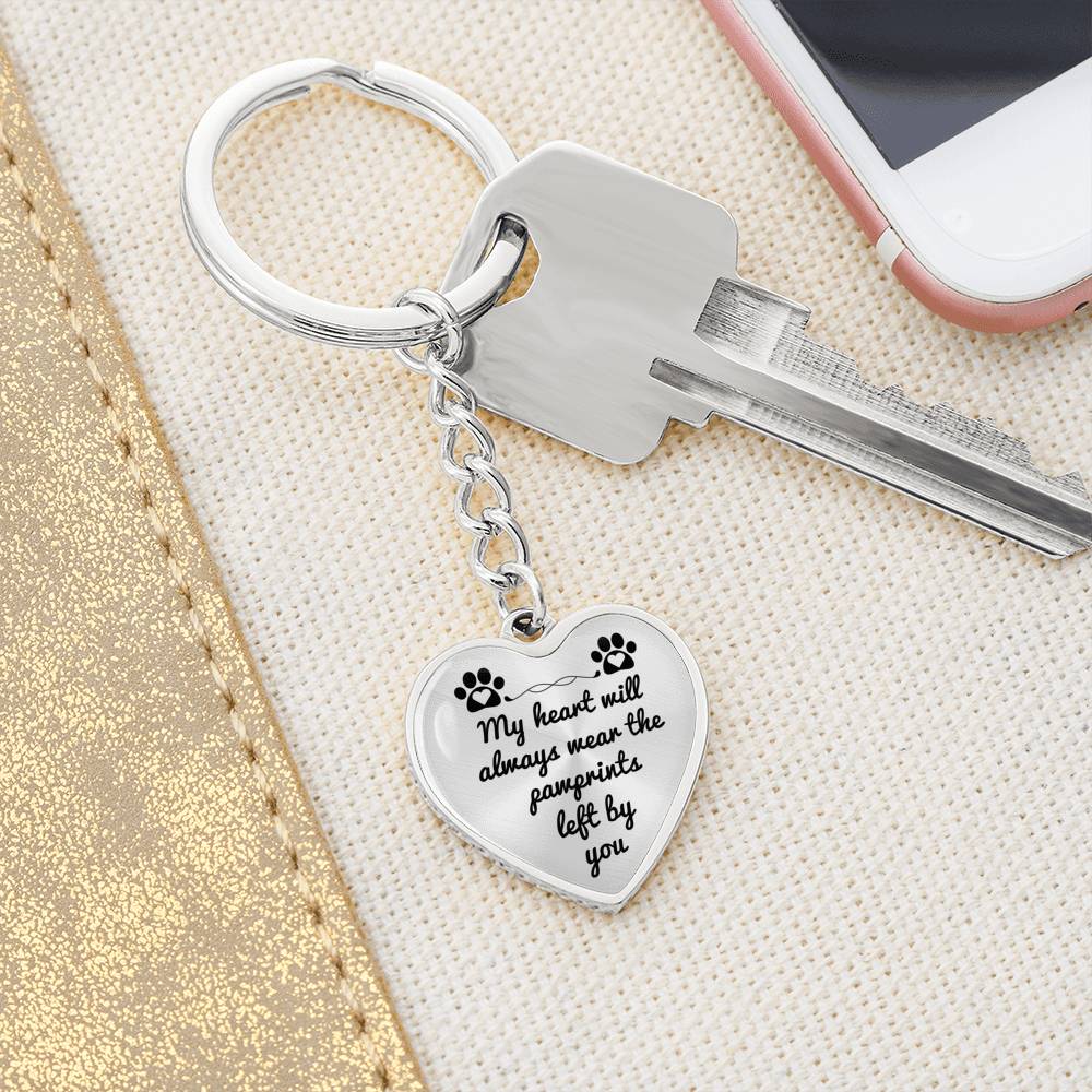 Pawprints pet memorial keychain