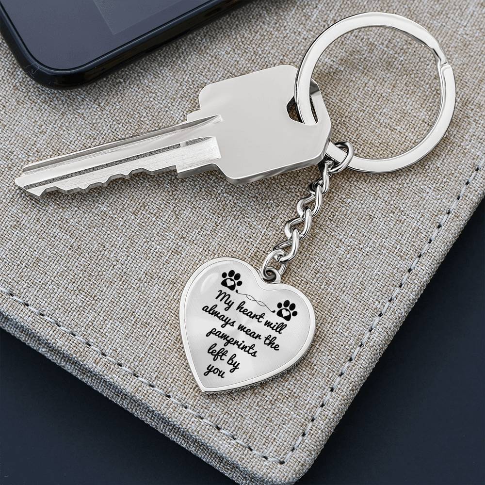 Pawprints pet memorial keychain