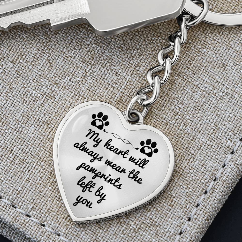 Pawprints pet memorial keychain
