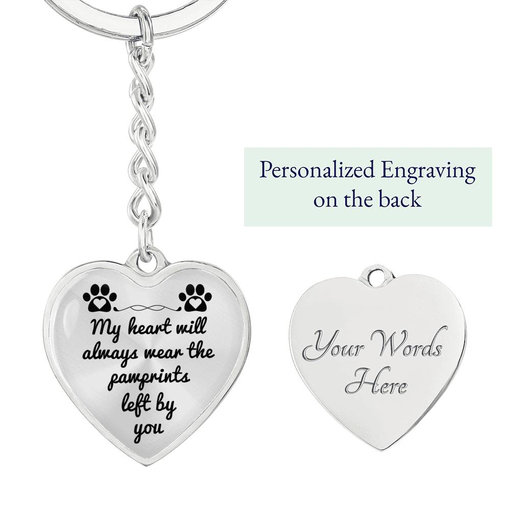 Pawprints pet memorial keychain
