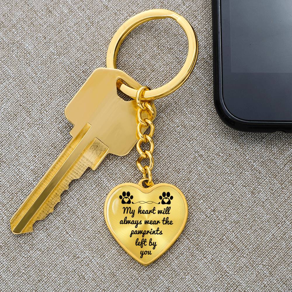 Pawprints pet memorial keychain