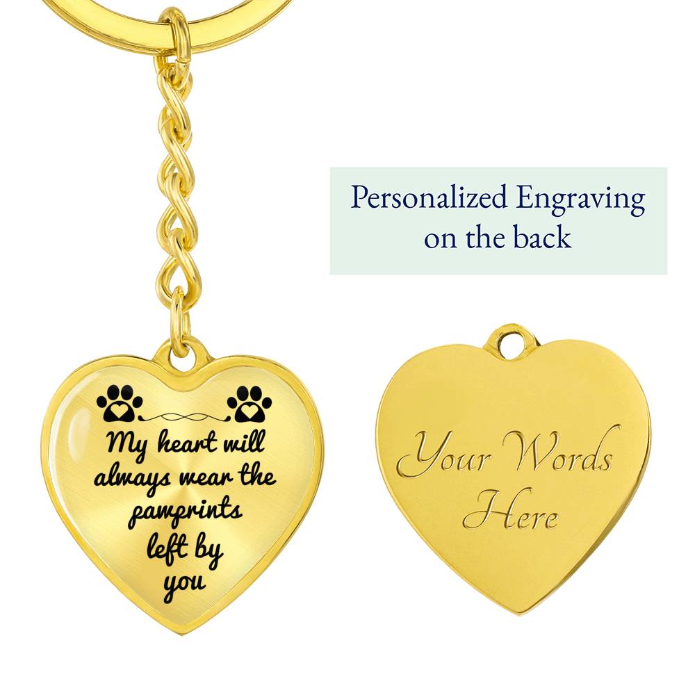 Pawprints pet memorial keychain