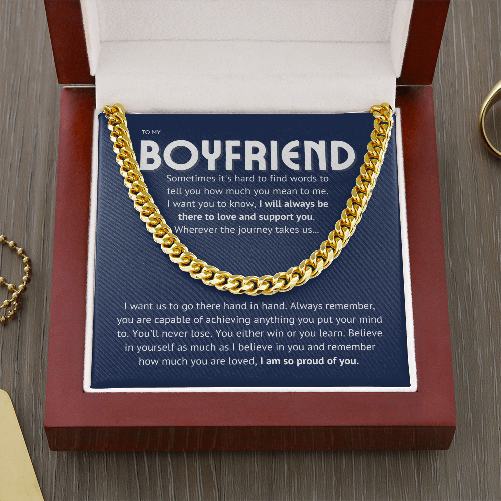 To my boyfriend - proud of you II Cuban link, blue